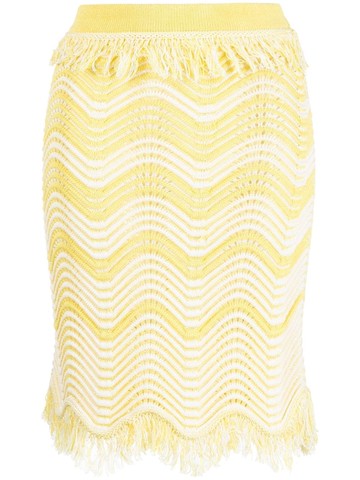 Genny - fringe-detail knitted skirt - women - Metallic Fibre/Polyester - 42 - Yellow