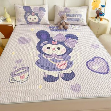 夏季新款A類大版涼感絲乳膠涼席三件套卡通折疊空調軟席學生席子