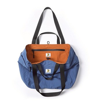 雙面拼色百搭防潑水托特包 藍+橘色