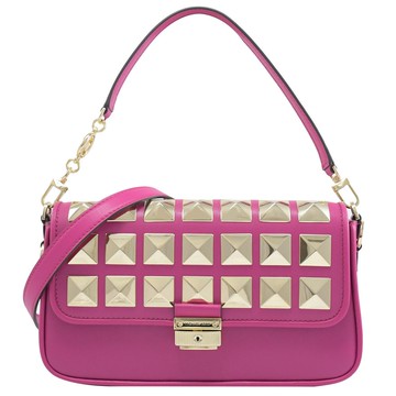 MICHAEL KORS BRADSHAW 大鉚釘造型翻蓋兩用包.桃紅