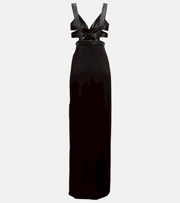 Alaïa Leather-trimmed cutout gown
