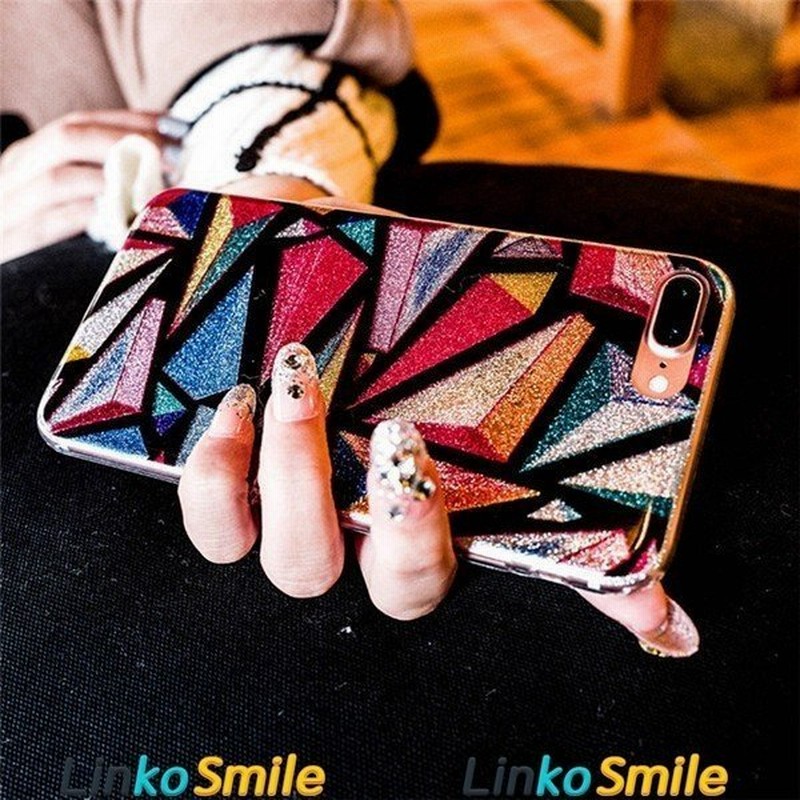 ネックストラップ付き Iphonex Iphone8 Iphone7 Iphone7plusケース ラメ入り キラキラケース 幾何学 三角柄 Iphone6 6s Plusケース お洒落可愛い 女性人気 通販 Lineポイント最大0 5 Get Lineショッピング