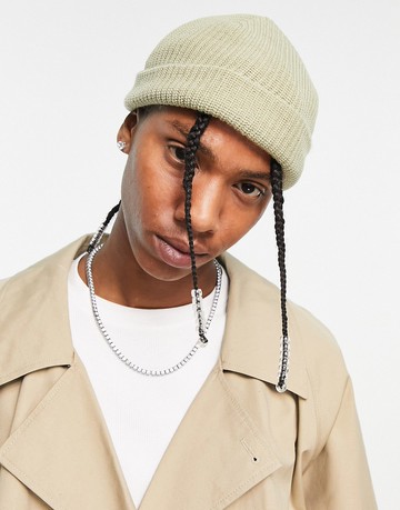 Weekday stan fisherman beanie in mushroom exclusive at ASOS-Neutral