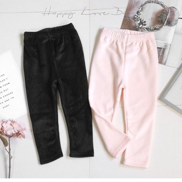 厚款 氣質素面百搭坑條絨布刷毛內搭褲 秋冬童裝 女童長褲 女童外出褲 女童褲子 秋冬長褲 刷毛