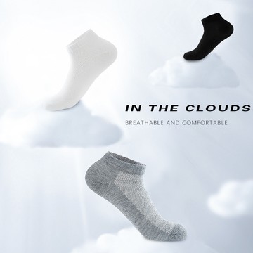 Ecmln 1 雙夏季男士網眼襪透氣短腳踝高品質純棉商務黑色白色純色加大碼