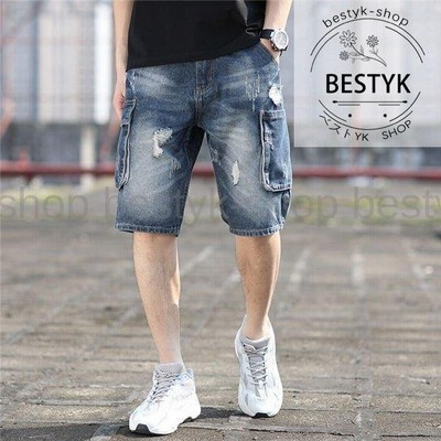 ショートパンツ メンズ デニム ハーフパンツ 短パン ダメージ加工 ジーンズ 5分丈 カーゴパンツ 大きいポケット デニムジーンズ 春夏 通販 Lineポイント最大get Lineショッピング