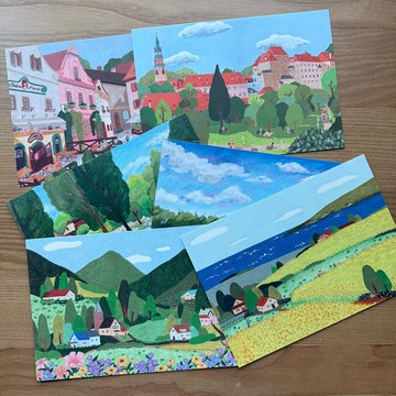 旅行風景畫明信片 v2