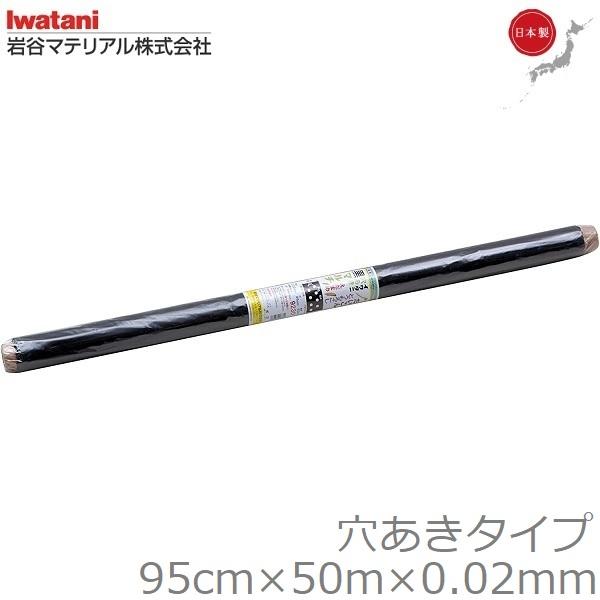 岩谷マテリアル マルチシート 穴あきマルチシート 95cm×50m 厚さ0.02mm 日本製 黒マルチシート 農業用マルチ 大根用 大根 穴あき ブラック