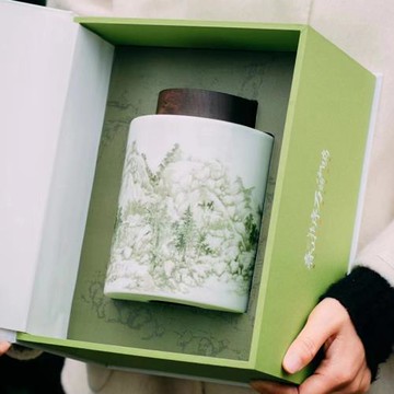 2024新款綠茶明前龍井茶葉罐單罐禮盒裝陶瓷茶葉包裝春茶通用空盒
