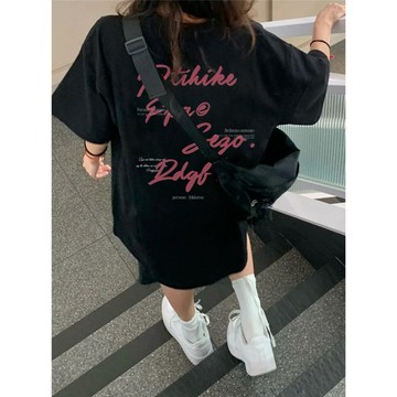 【Veee】100%純棉 t恤 短袖 oversize t恤 韓版上衣 顯瘦 寬鬆 女生衣服 夏季 ins 風 長版上衣