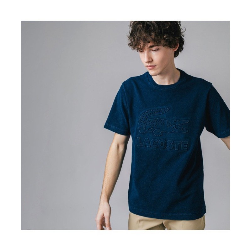 LACOSTE Mens/ラコステ メンズ）エンボスグラフィックインディゴ鹿の子