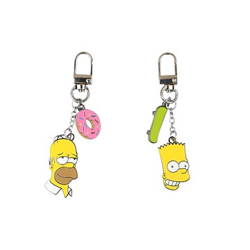 ASittHiNK 辛普森家庭金屬鑰匙圈 Set 2入  荷馬 + 霸子 黃色  1組