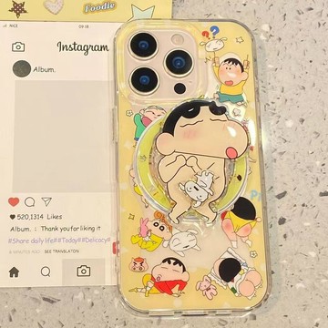 卡通搞怪小新旋轉小白磁吸支架蘋果17pro/16手機殼iPhone15/14/13
