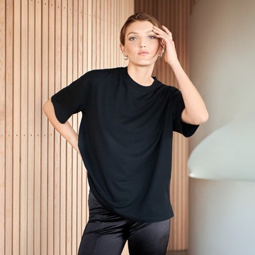 Bread & Boxers T shirt Soft Fiber 女用垂墜感柔棉T恤 - 黑