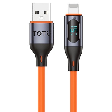 TOTU 拓途 CB-7系列 1M Type-C 液態矽膠快充傳輸線 智能數顯 鋁合金材質  橘色  1條