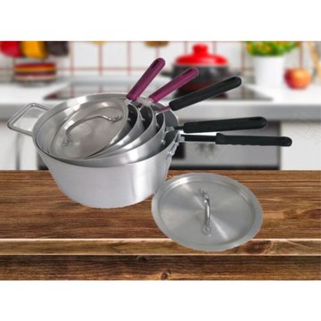 高檔鋁鍋西式鋁湯鍋單柄防燙手柄鋁鍋西餐牛排醬汁鍋粥鍋雪平鍋