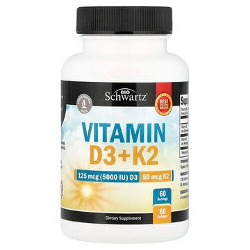 BioSchwartz, Vitamin D3 + K2, 60 Softgels