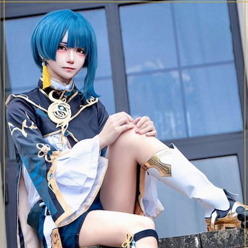 原神　コスプレ　行秋　ユクアキ　衣装　三分妄想 ウィッグ　水