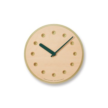 日本 Lemnos Paper-Wood dot壁鐘22cm 綠