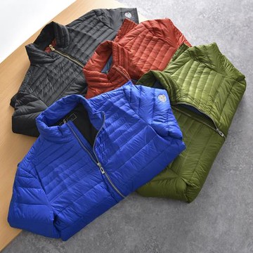 輕薄保暖！90白鴨絨外貿男裝剪標尾貨秋冬休閑立領純色羽絨服外套