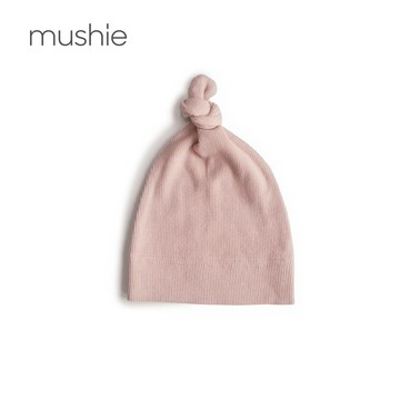 【mushie】新生兒羅紋扭結帽/柔粉✨送禮首選✨新生禮✨彌月禮✨育兒好物