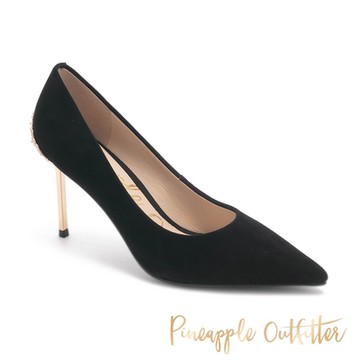 Pineapple Outfitter-PARESH 氣質絨面尖頭高跟鞋-黑色