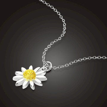 小清新雛菊吊墜項鏈S925純銀女ins潮學生鎖骨鏈女友閨蜜生日禮物