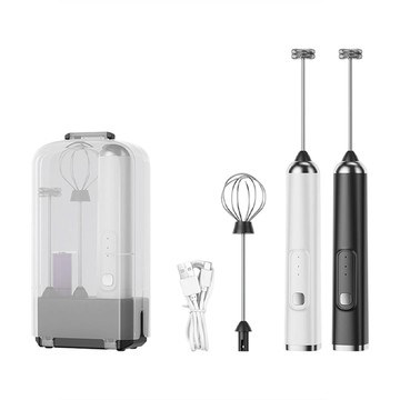 Klova 無線電動奶泡器 雙替換頭 手持攪拌器 奶泡打發器 烘焙打蛋器 發泡器 咖啡拉花（附收納盒）