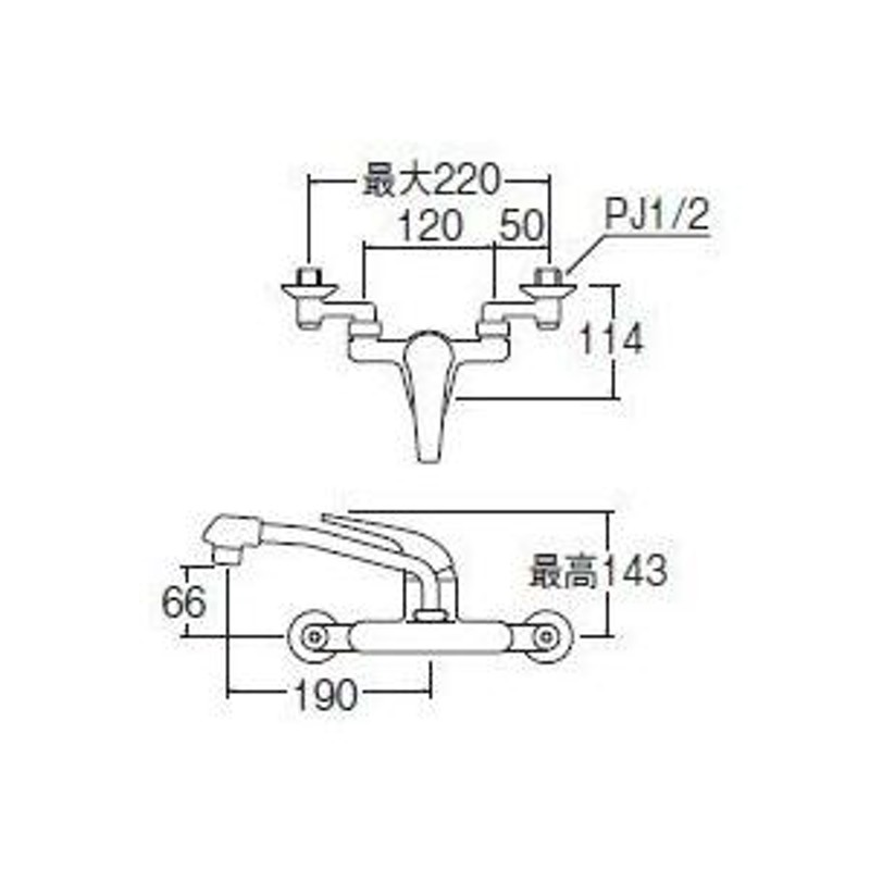 SANEI シングル混合栓(混合水栓) K270D-13 通販 LINEポイント最大0.5%GET LINEショッピング