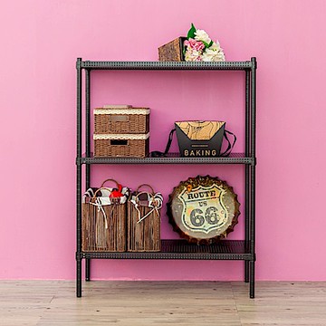 dayneeds 沖孔 90x35x120cm 三層收納架(烤漆黑) 層架/置物架/儲藏架