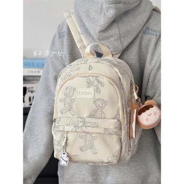 可愛小熊輕便小書包日系ins學生休閑復古迷你雙肩包少女百搭背包