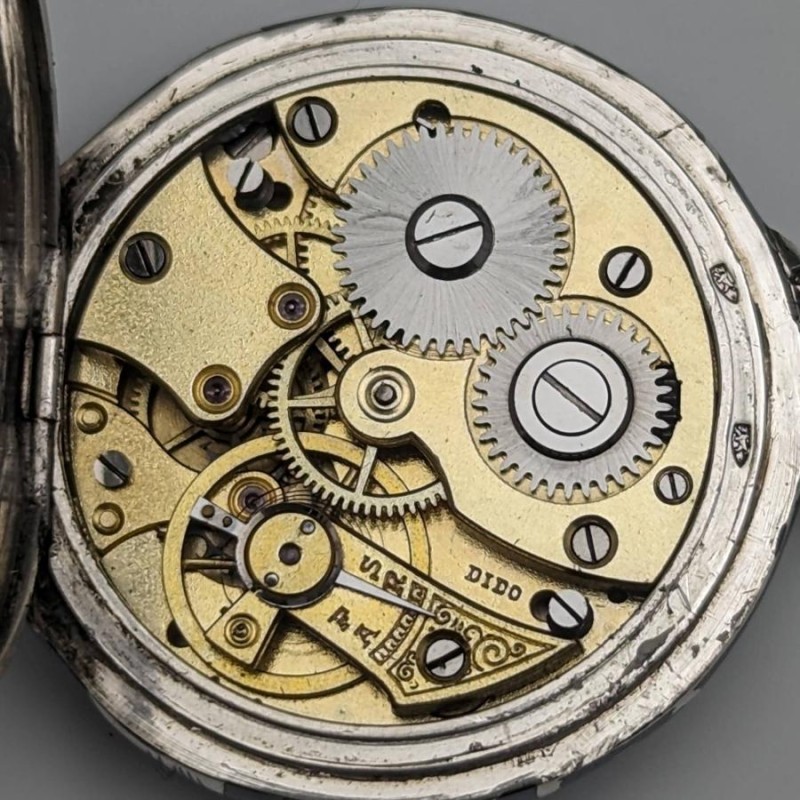 アンティーク スイス製無銘 銀側ニエロ象嵌ケース レディース懐中時計