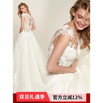 天使嫁衣 浪漫情調法式蕾絲公主新娘修身顯瘦大拖尾婚紗w1596批發