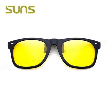 【SUNS】時尚偏光夾片太陽眼鏡 夜視鏡 近視專用夾片墨鏡 Polarized/可上掀/抗UV400/防眩光