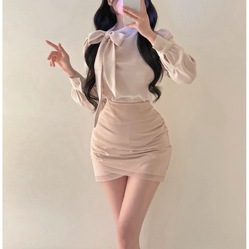 🇰🇷Korea韓國連線·正韓 氣質蝴蝶結綁帶襯衫 上衣 長袖襯衫 領結襯衫 蝴蝶結襯衫 素面襯衫 OL 辦公室穿搭