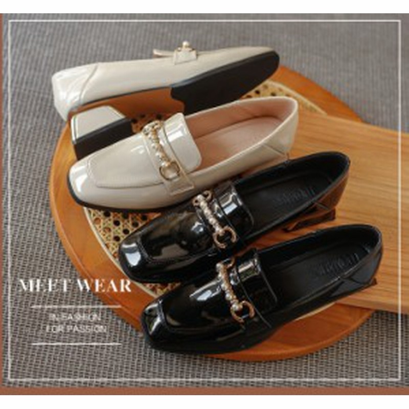 エナメルローファー シューズ レディースシューズ ローファー ヒール ラウンドトゥ パール かわいい 大人可愛い シンプル カジュアル 大 通販 Lineポイント最大4 0 Get Lineショッピング