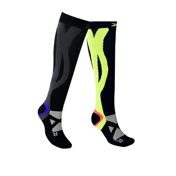 LEADER X 加強漸進式運動長筒壓縮襪，高彈性透氣面料，男女適用  M  黑綠色  1雙