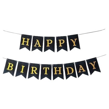 生日燕尾旗 HAPPY BIRTHDAY  黑色  11.5 x 16.5cm