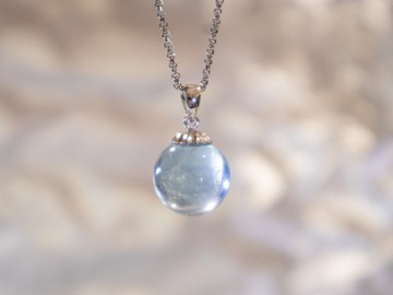 925純銀11.5mm 天然海藍寶托吊墜項鍊