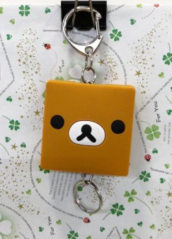 【震撼精品百貨】Rilakkuma San-X 拉拉熊懶懶熊~造型伸縮拉扣/鑰匙圈-正方大臉#19352