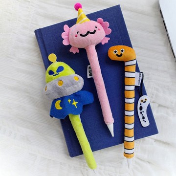 雨過山原創花園鰻蠑螈UFO毛絨筆套創意個性鉛筆帽中性筆保護套