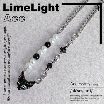 ☆LimeLight☆ 暗黑 比魯斯 斯芬克斯貓 無毛貓 黑貓 串珠 不規則 珍珠 飾品 項鍊 27