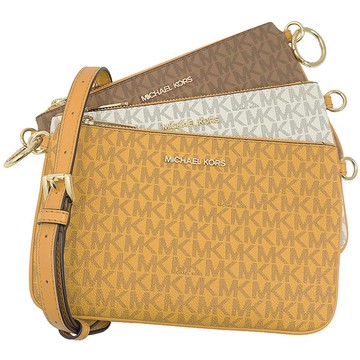 MICHAEL KORS JET SET ITEM 印花三合一拉鍊斜背包.姜黃