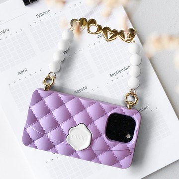 【Candies】適用iPhone 14 Pro / 14 Pro Max - 經典小香風晚宴包(Love-紫)