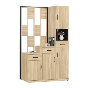 文創集 康法斯4尺四門三抽屏風鞋櫃/玄關櫃-120x45x199cm免組