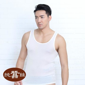 【岱妮蠶絲】純蠶絲羅紋無袖男背心-白(DMC2ZB34)