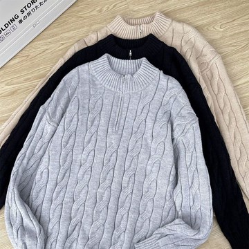 mede套頭毛衣男麻花中高領針織衫外穿秋冬寬鬆休閒設計感上衣小眾