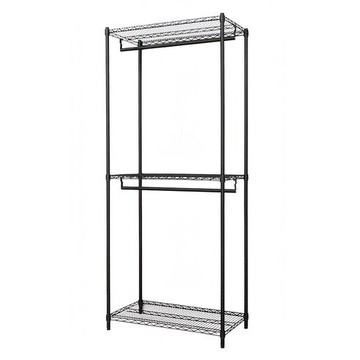 [福利商品]15_dayneeds日需百備-輕型雙桿衣櫥-90x45x210cm-黑色-三層-1個
