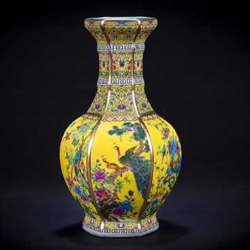 景德鎮陶瓷器仿古董乾隆六方花瓶擺件中式客廳玄關插花家居裝飾品