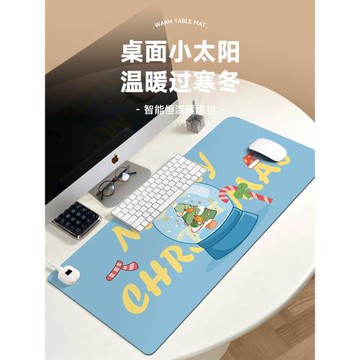 圣誕系列加熱鼠標墊子女生卡通可愛超大發熱暖桌墊辦公室墊桌面墊防水usb電腦鍵盤墊電熱板暖手桌墊可加熱墊